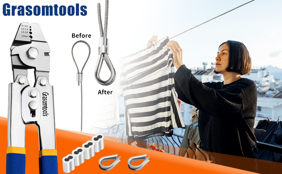 Attrezzo di crimpatura per fune metallica, crimpatrice per cavi, pressatura, pressatura in alluminio