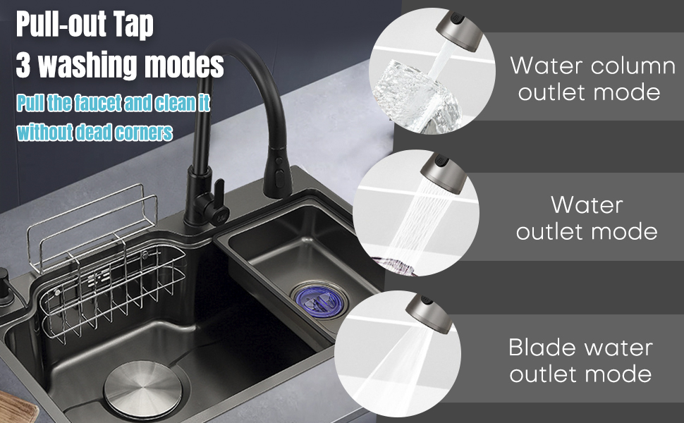 Rubinetto estraibile 3 modalità di lavaggio