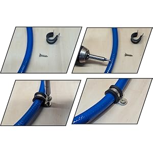 Semplice installazione di una linea di aria compressa, morsetto sulla linea, fissaggio con una vite.