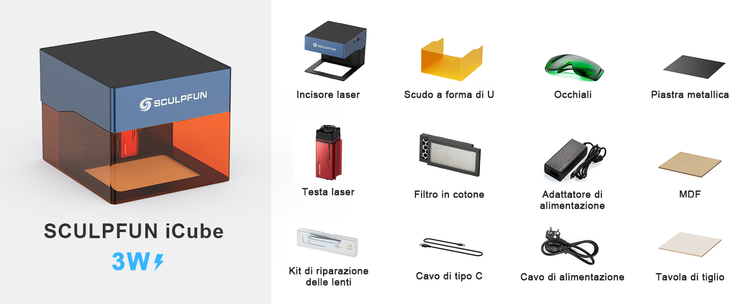 SCULPFUN iCube 3W incisione laser 