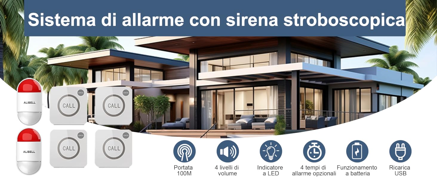 Sistema di allarme con sirena stroboscopica