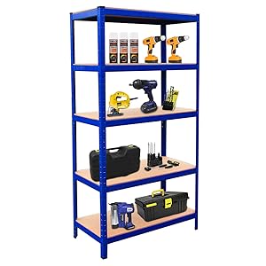 Racking T-Rax - Scaffali in metallo, blu, 90 cm di larghezza, 45 cm di profondità
