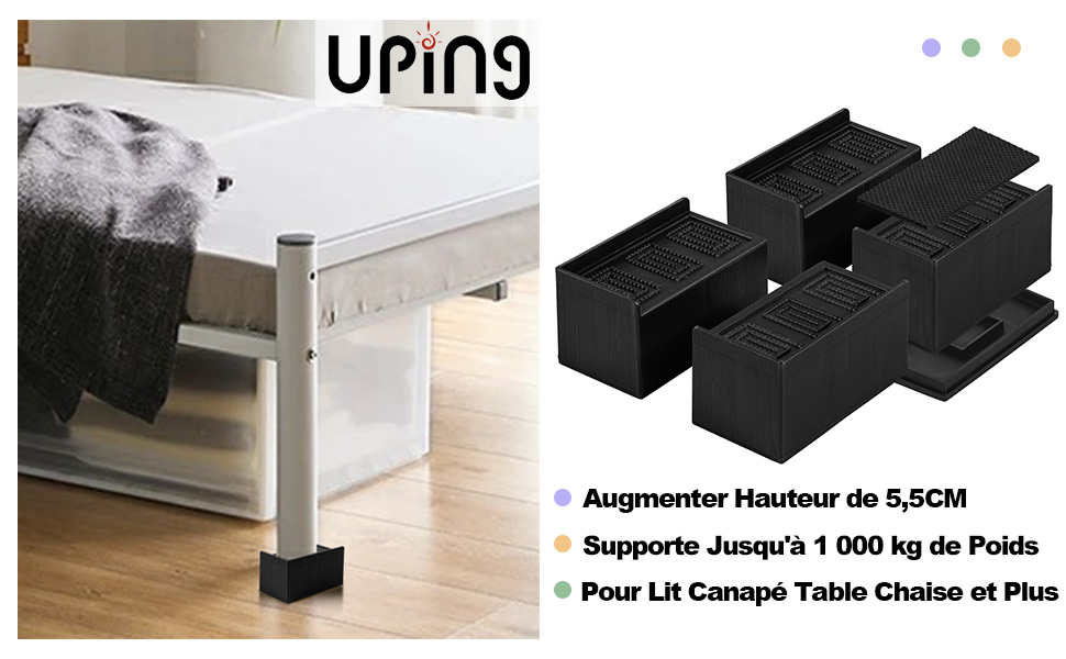 Rialzo gambe per mobili aumentare un'altezza di 5,5 cm, supporta fino a 1000 kg