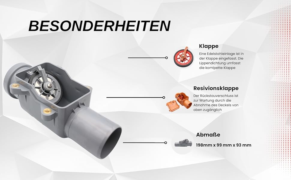 MD Technic - Chiusura antiriflusso DN 50, colore: Grigio