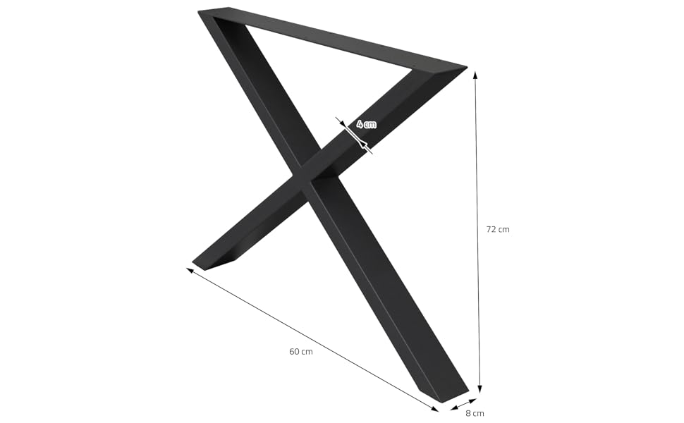 ECD Germany set 2 gambe da tavolo tavolino struttura telaio supporto mobili base in acciaio