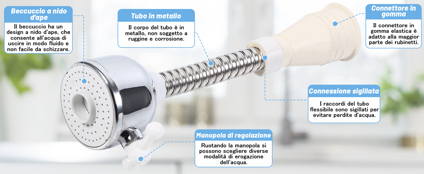 Adattatore Estensore Rubinetto Flessibile 360°