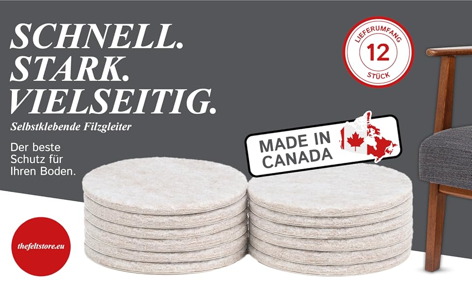 12 feltrini autoadesivi protettivi per pavimenti, veloci, forti, versatili, made in Canada