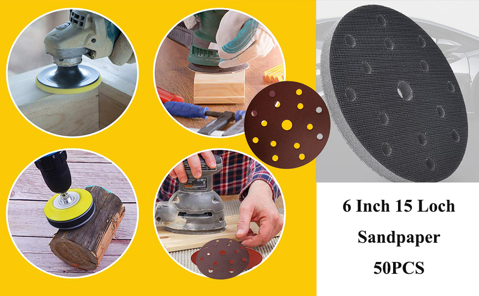 150mm Carta Vetrata Abrasiva 15 Fori P180