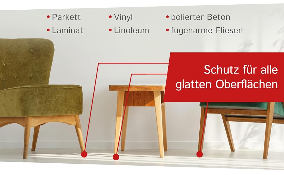 Parquet, laminato, vinile, linoleum, calcestruzzo lucido, piastrelle a bassa fuga, protezione, superfici lisce