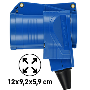 Presa Elettrica Angolare Cablabile, Presa Industriale Doppia IP44 (CEE 2P+T+Schuko) per Caravan