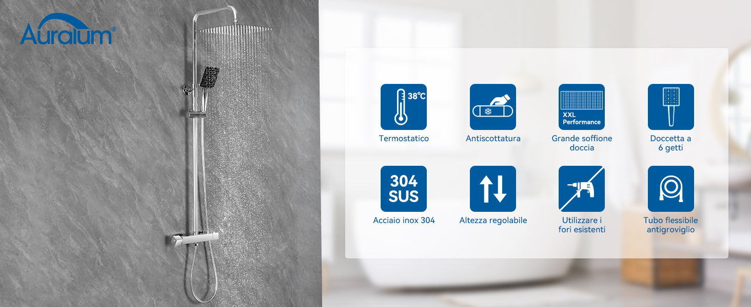 colonna doccia con miscelatore termostatico