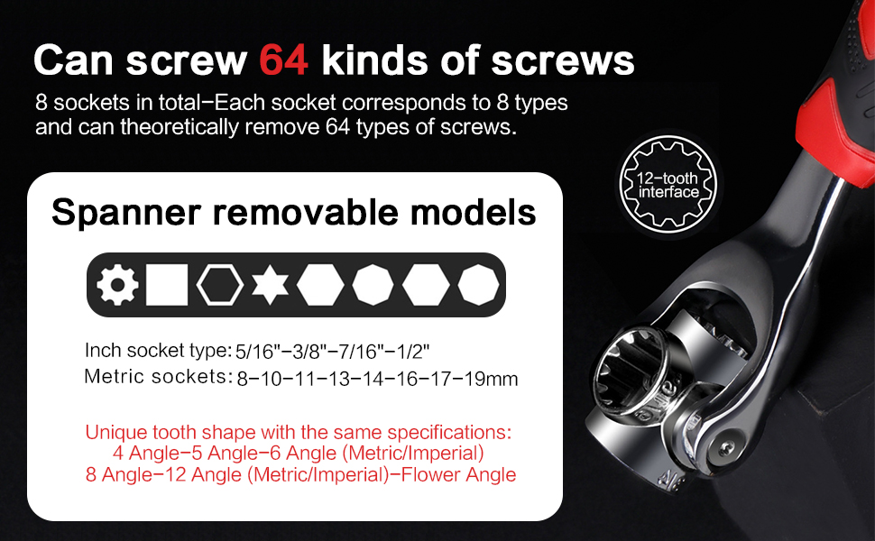 Strumento chiave con testa girevole a 360 gradi
