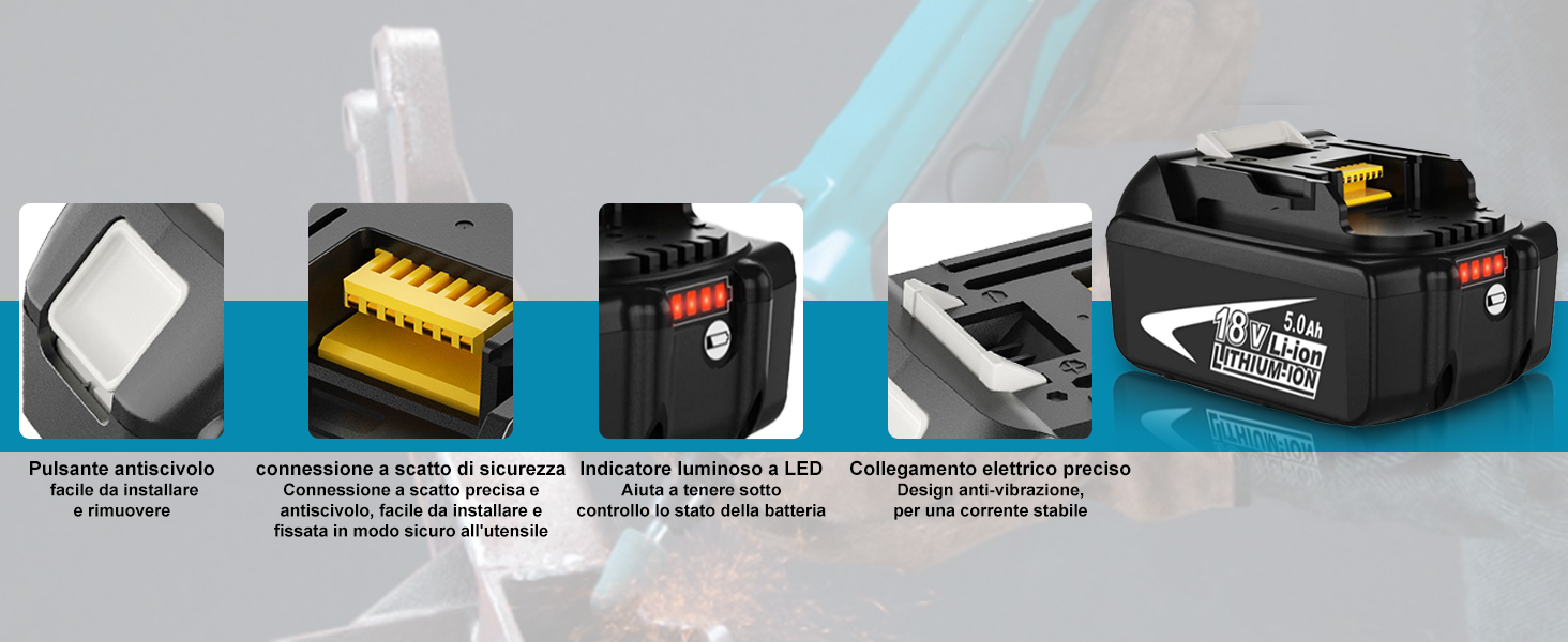 Dosctt 2X 18V 5.0Ah Sostituzione per Makita 18V Batteria BL1850 BL1860B BL1860 BL1840