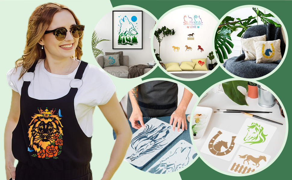 Stencil di decorazione animale per dipingere su legno, muro e mobili