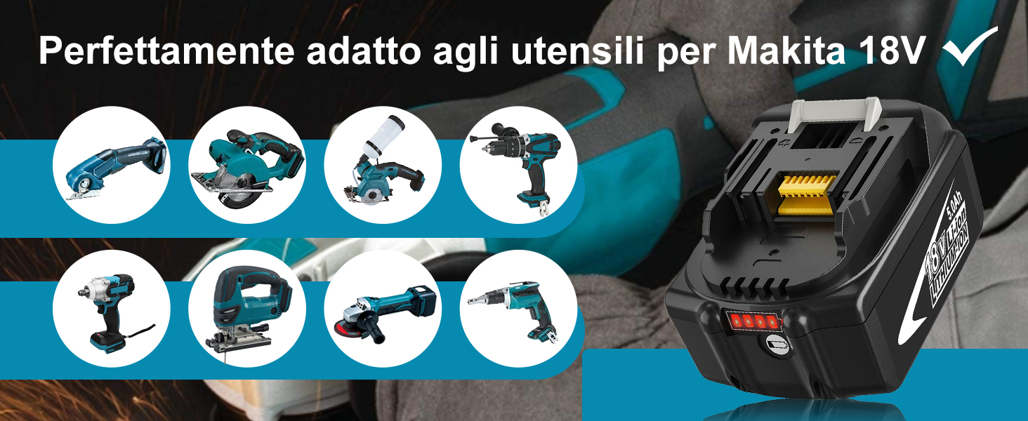 Dosctt 2X 18V 5.0Ah Sostituzione per Makita 18V Batteria
