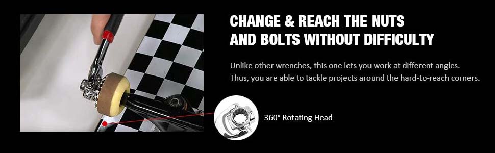 Strumento chiave con testa girevole a 360 gradi