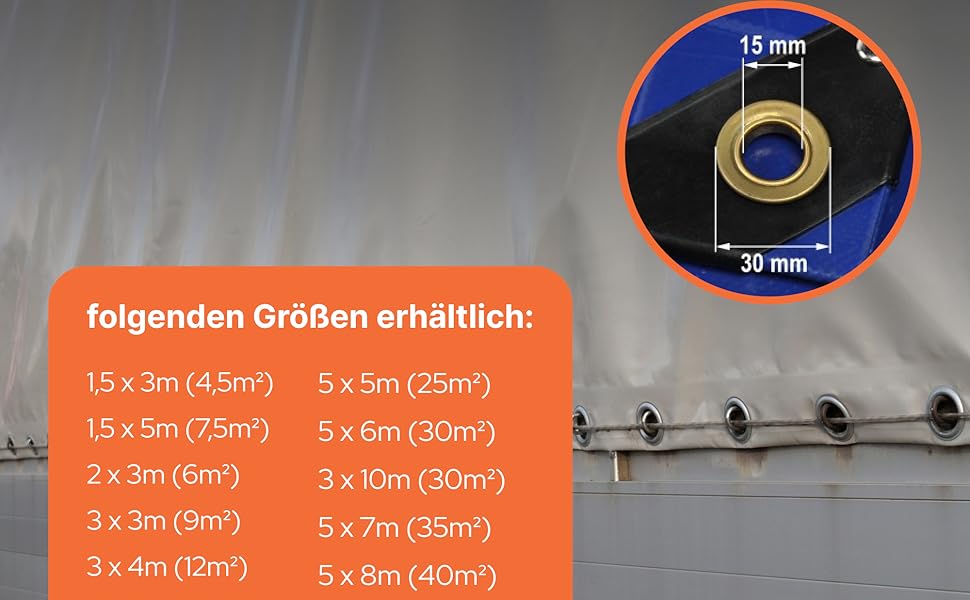 Telone di copertura per camion con occhiello, 450 g/m²