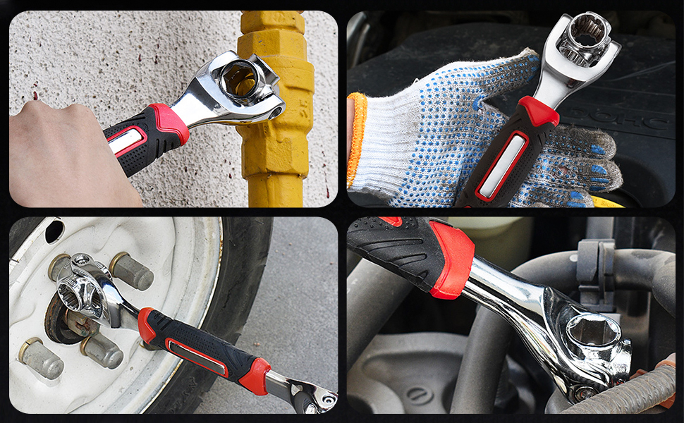 Strumento chiave con testa girevole a 360 gradi