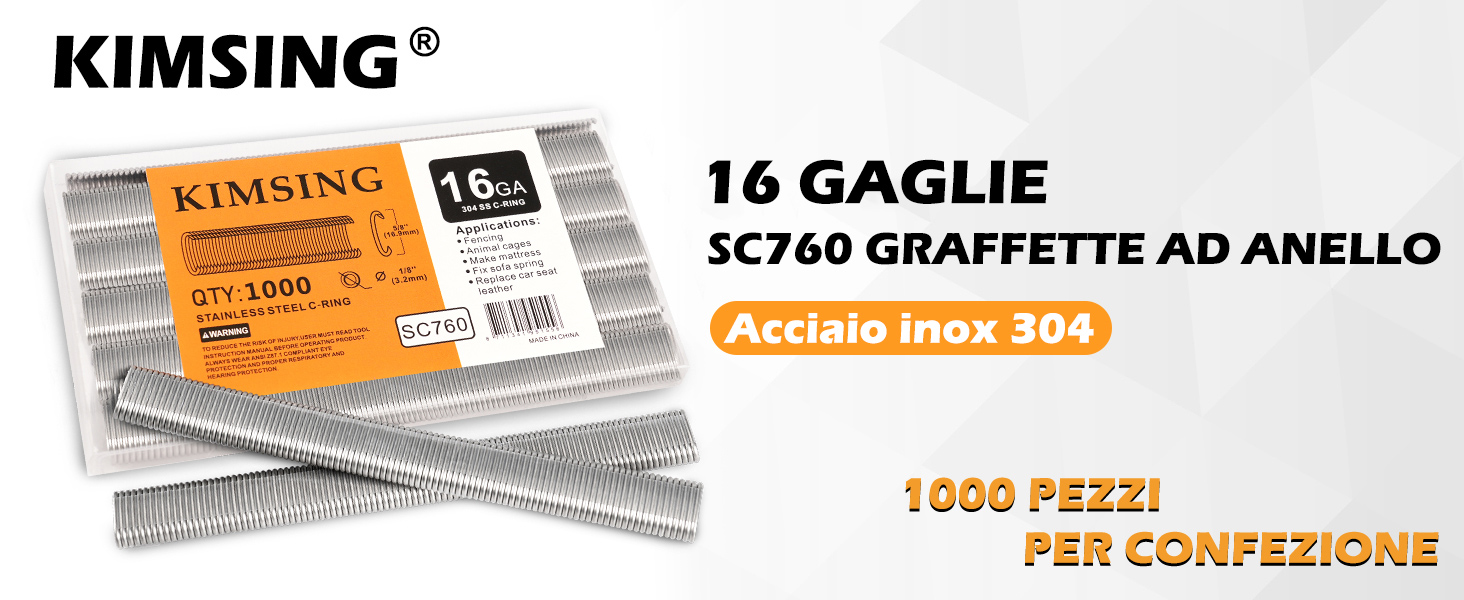 12,5 mm corona interna 304acciaio inox hog rings C-ring per SC760 16 GA C-RING TOOL gabbie materasso