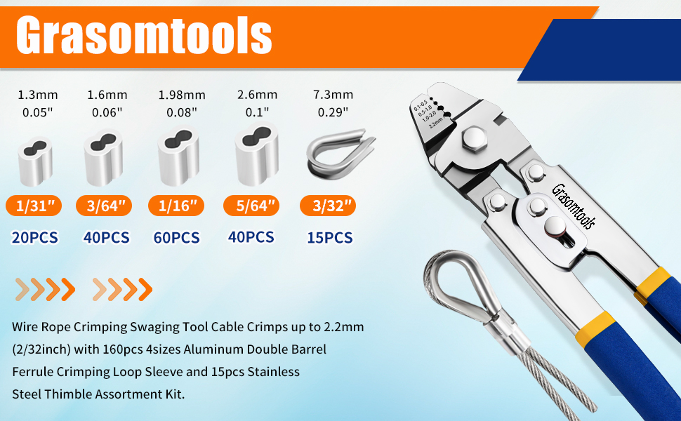 Attrezzo di crimpatura per fune metallica, crimpatrice per cavi, pressatura, pressatura in alluminio