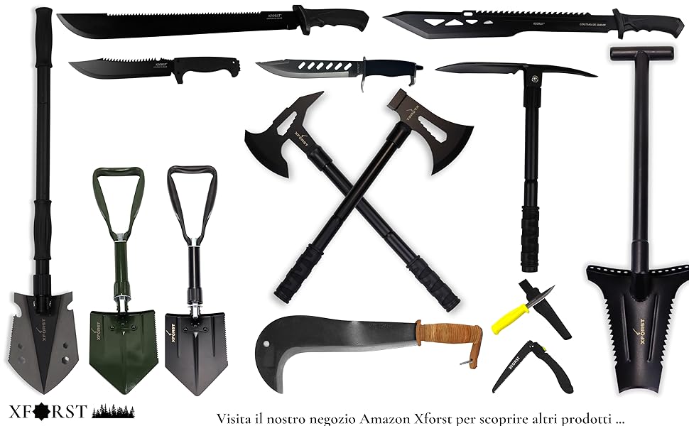Machete, coltelli da caccia e attrezzatura tattica per la sopravvivenza
