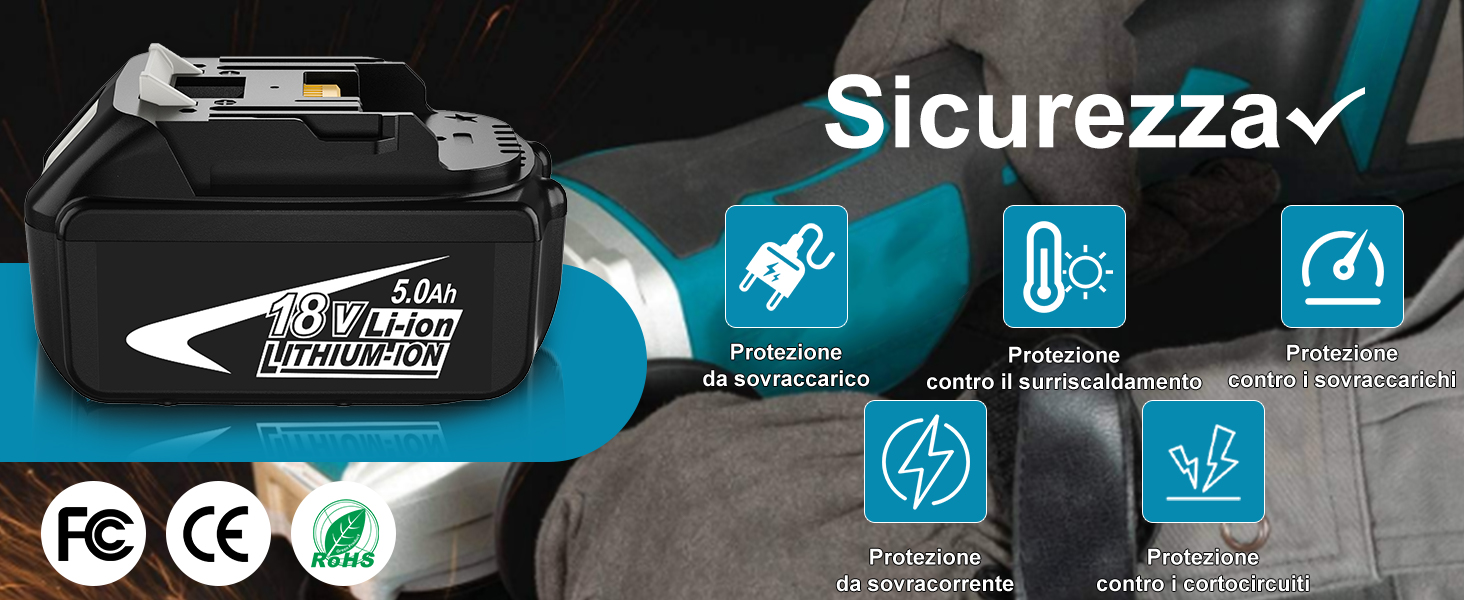 Dosctt 2X 18V 5.0Ah Sostituzione per Makita 18V Batteria