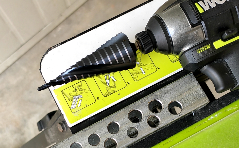 Gambo esagonale HSS Co M35 Cobalto TiAIN 3 scanalature, punta a gradino per acciaio inossidabile, ferro