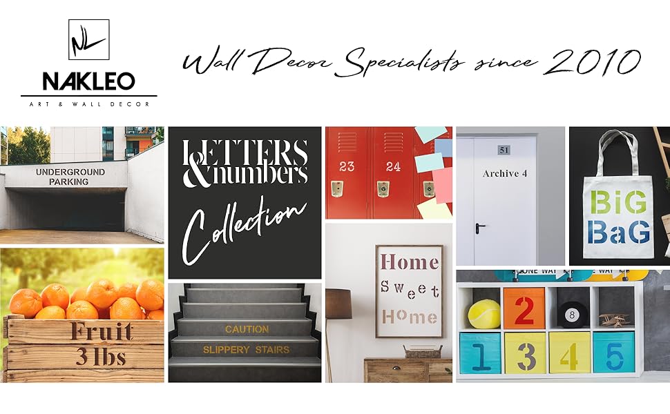 Nakleo Letter & Number Collection Moodboard Stencils riutilizzabili plastica Banner Foto Decorazione