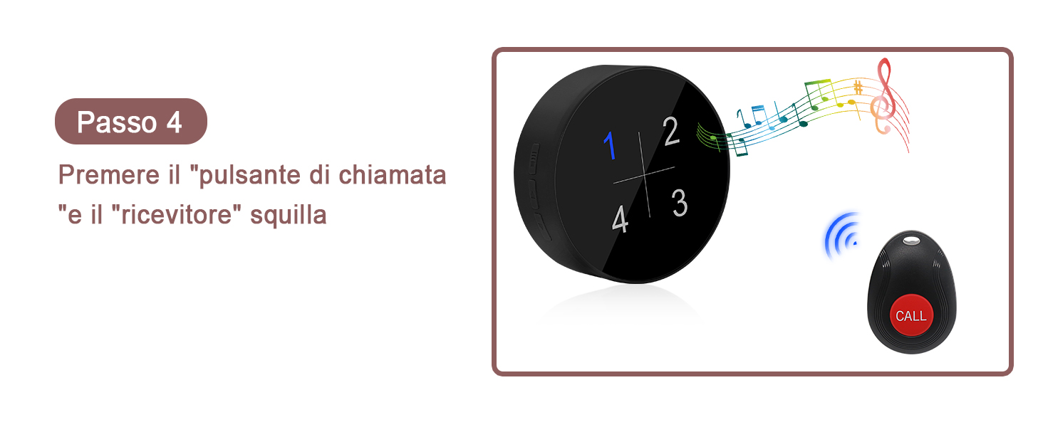 Premere il "pulsante di chiamata "e il "ricevitore" squilla