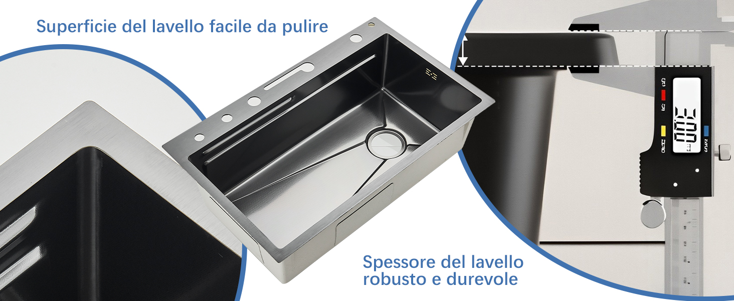 TVTIUO Lavello da Cucina con Display Digitale, Lavello da Cucina in Acciaio Inox