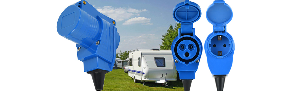 Presa Elettrica Angolare Cablabile, Presa Industriale Doppia IP44 (CEE 2P+T+Schuko) per Caravan