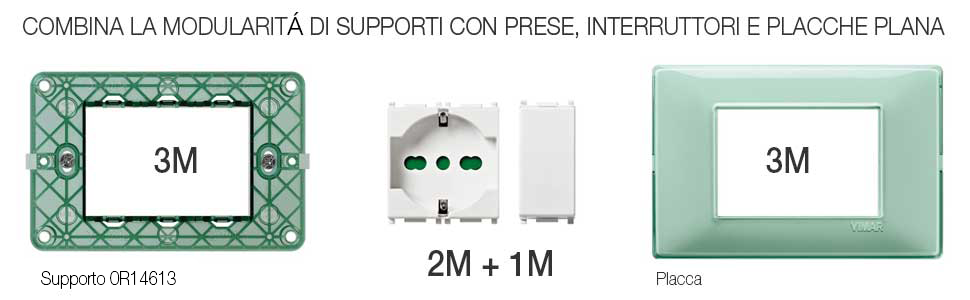 vimar, plana, supporto, placche elettriche, presem interruttori