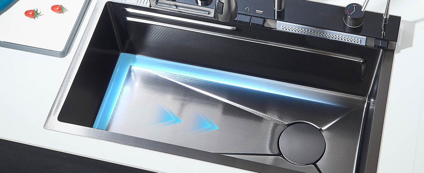 TVTIUO Lavello da Cucina con Display Digitale, Lavello da Cucina in Acciaio Inox