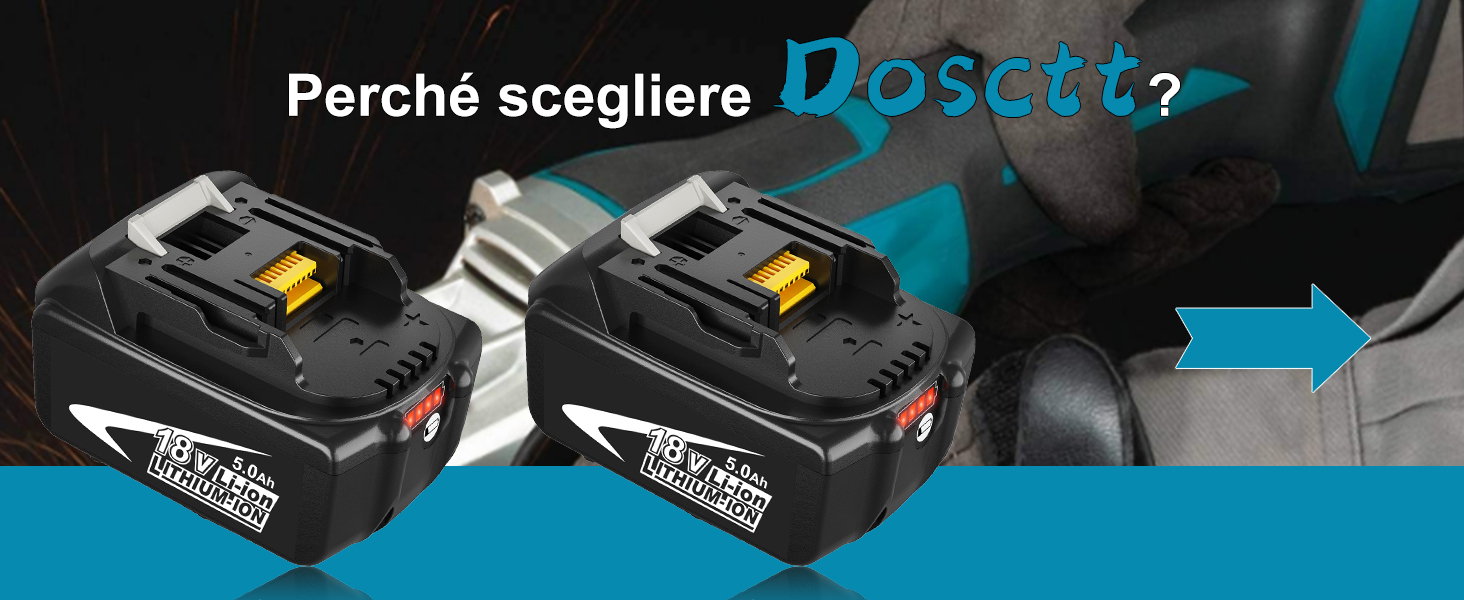 Dosctt 2X 18V 5.0Ah Sostituzione per Makita 18V Batteria BL1850 BL1860B BL1860