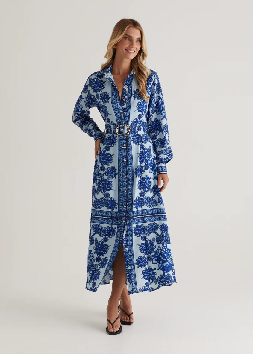 Eventide Maxi Dress - Blue Floral - Honorern