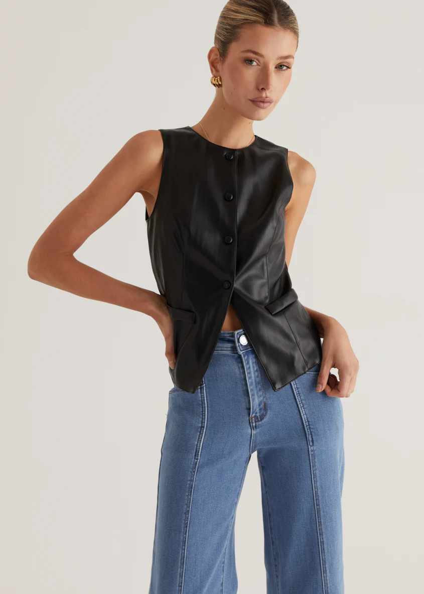 Kensington PU Vest - Black - Honorern