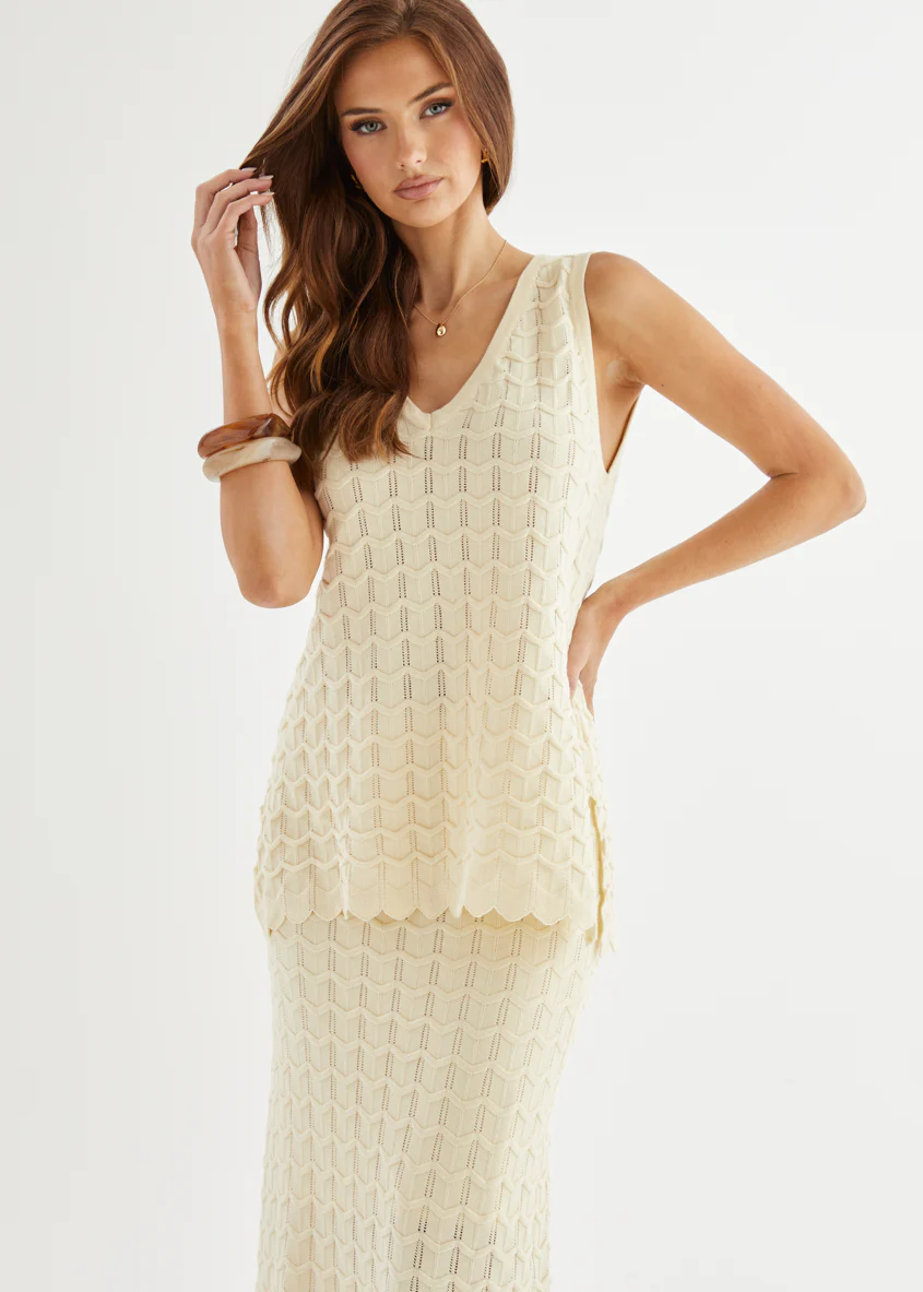 Nerida Knit Top - Cream - Honorern