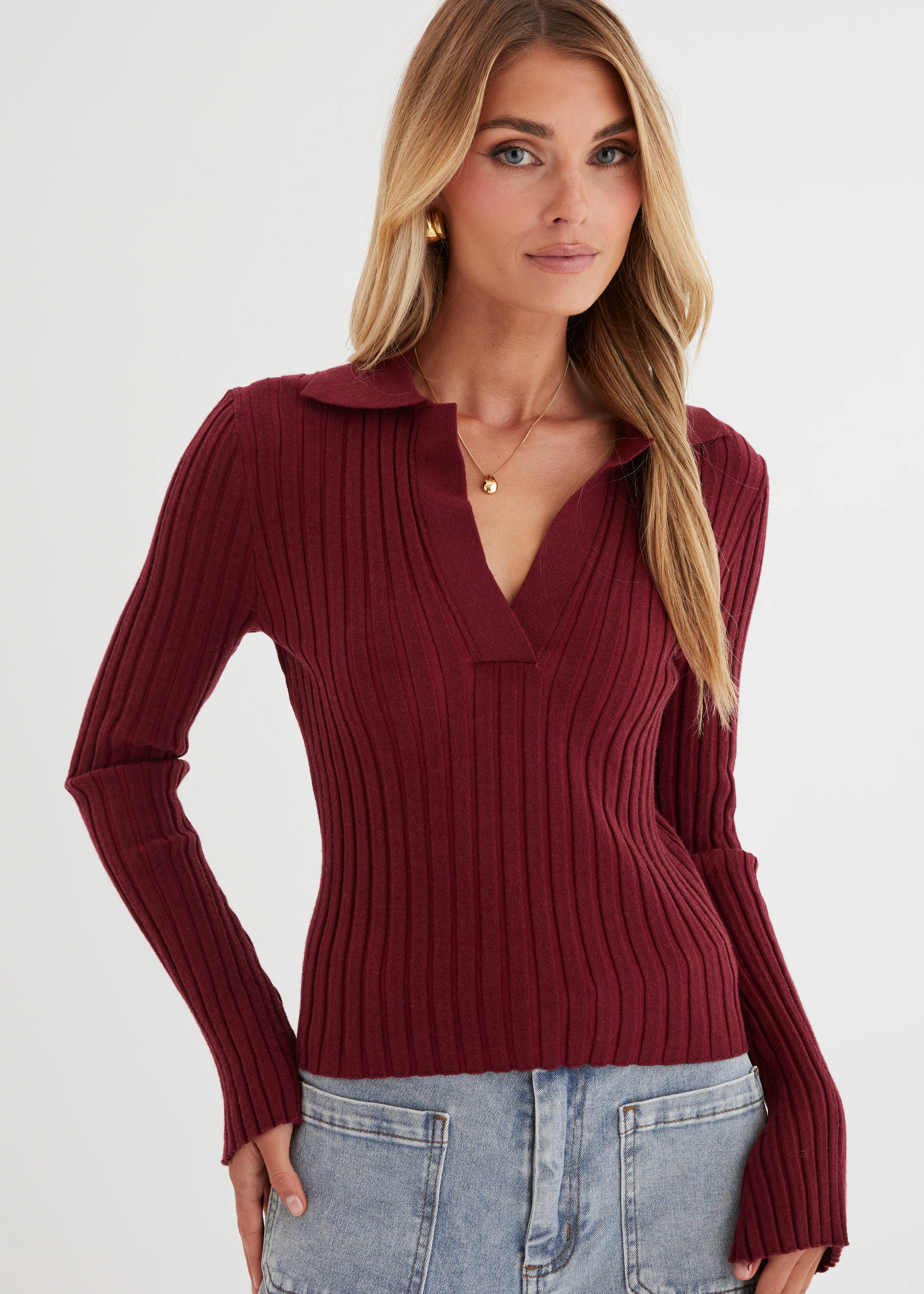 Lucie Knit Top - Wine - Honorern