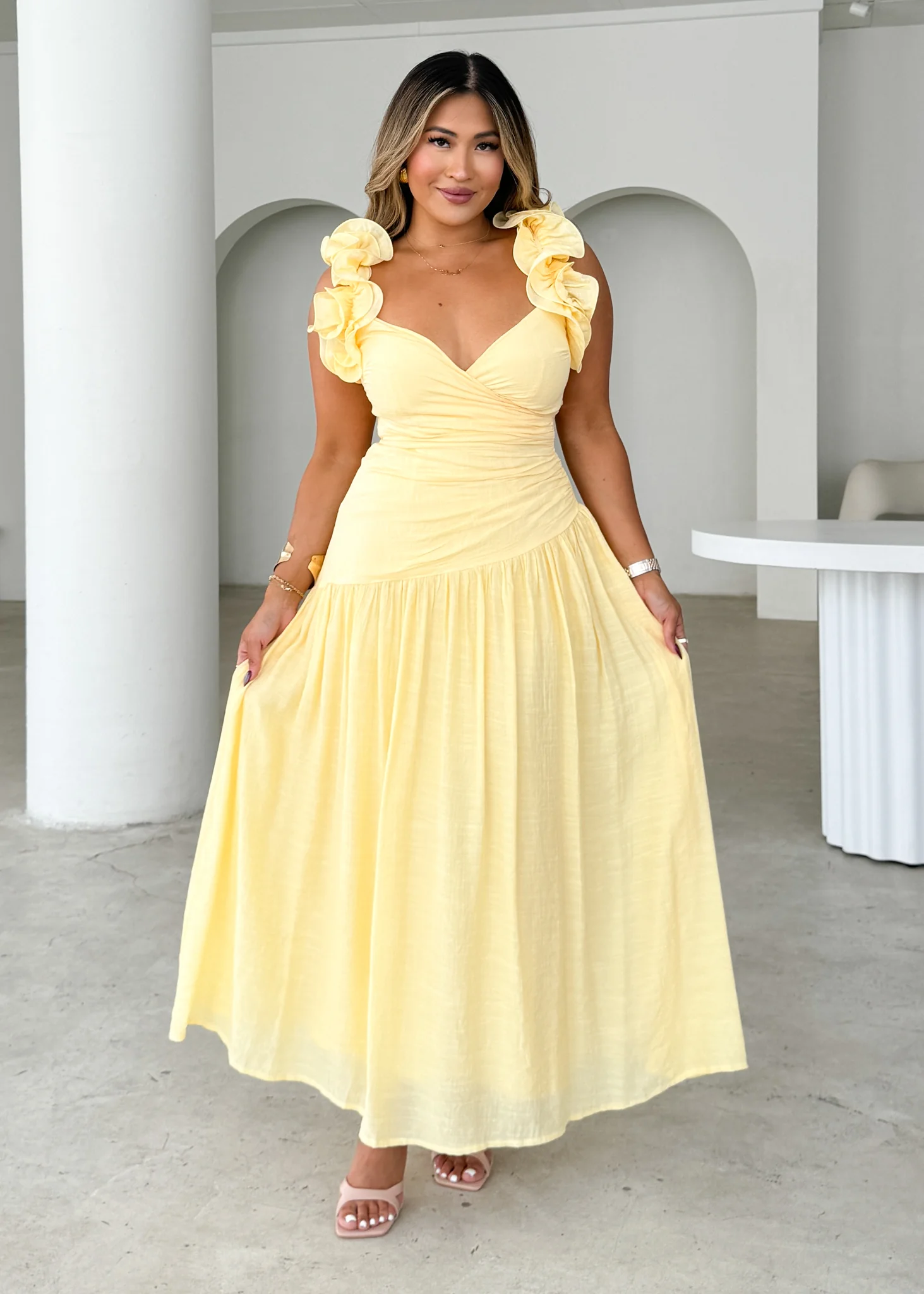 Allara Maxi Dress - Lemon - Honorern