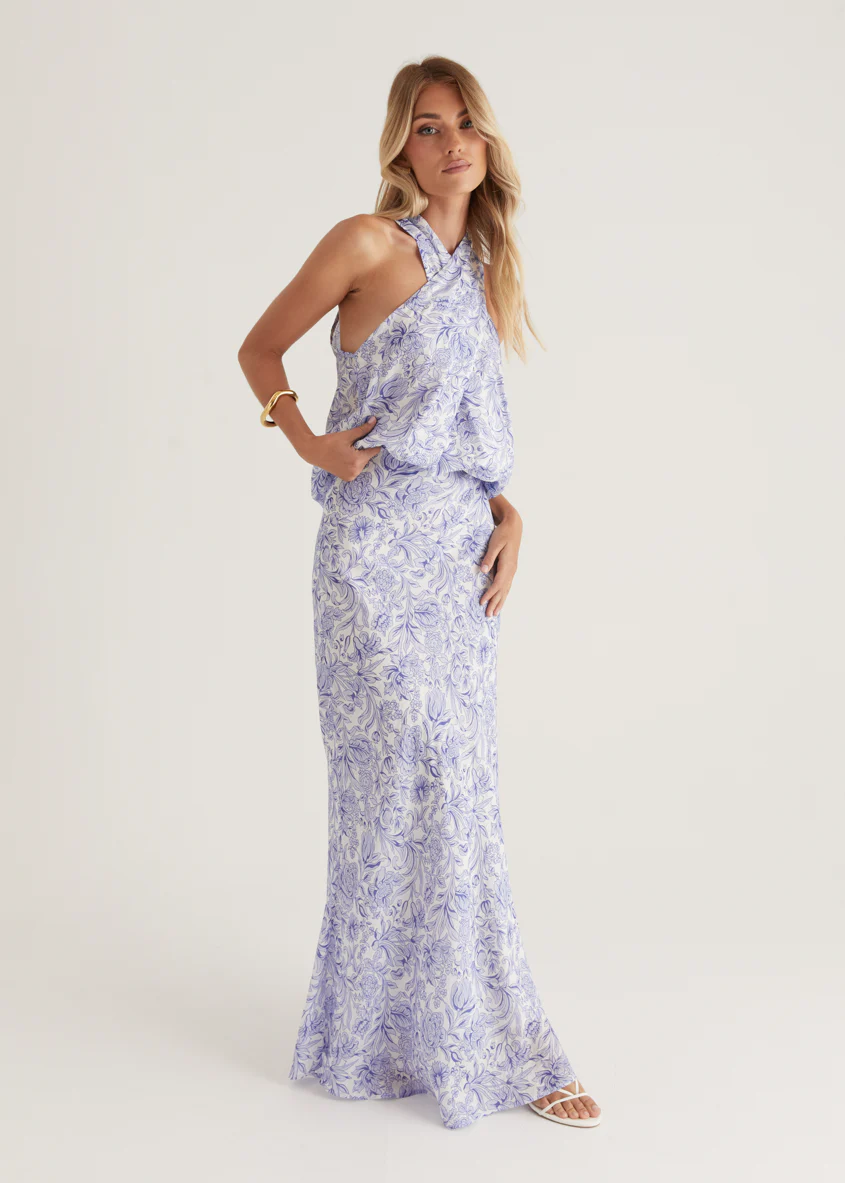 Tammy Maxi Skirt - Blue Floral - Honorern