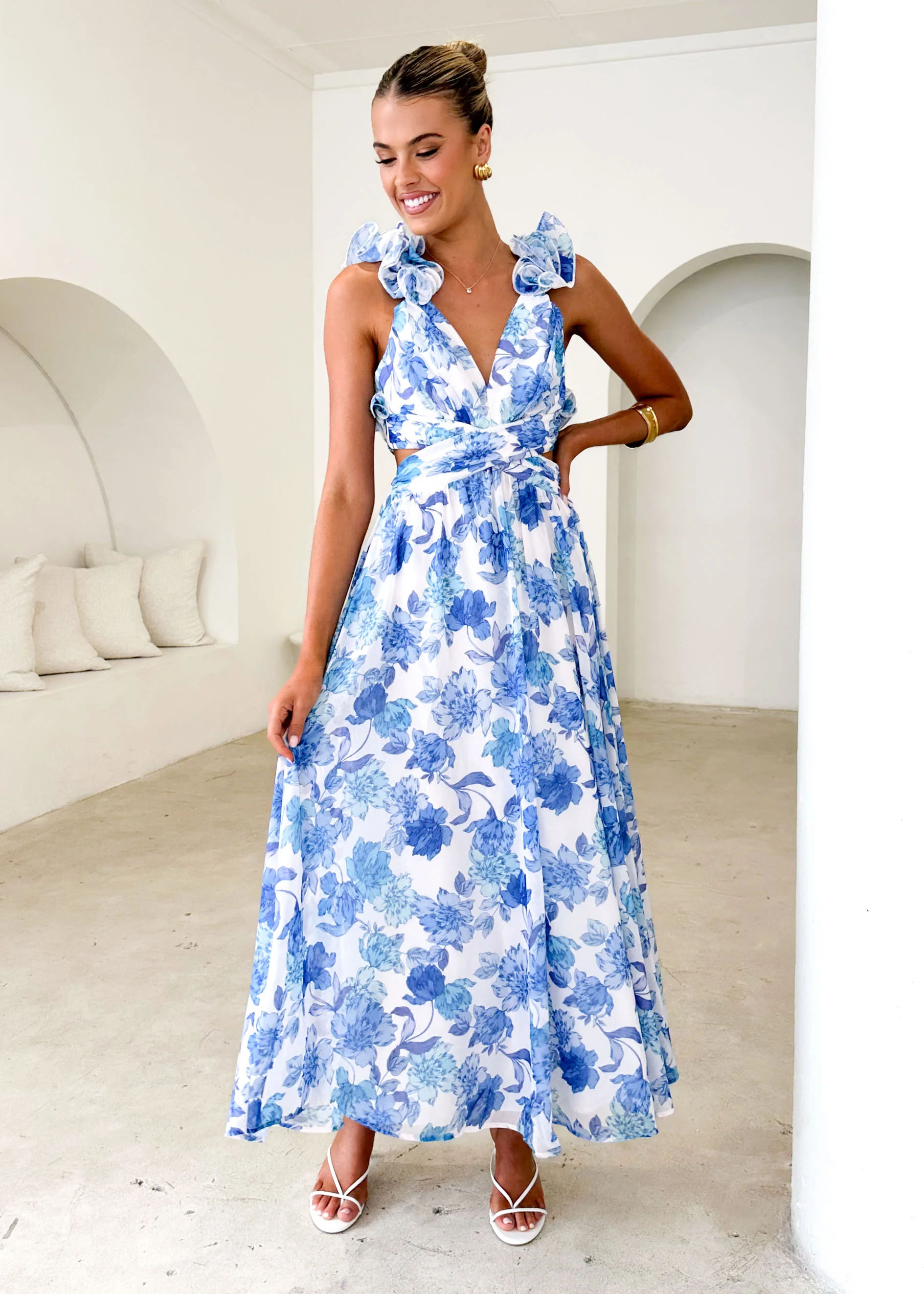 Elba Maxi Dress - Blue Floral - Honorern