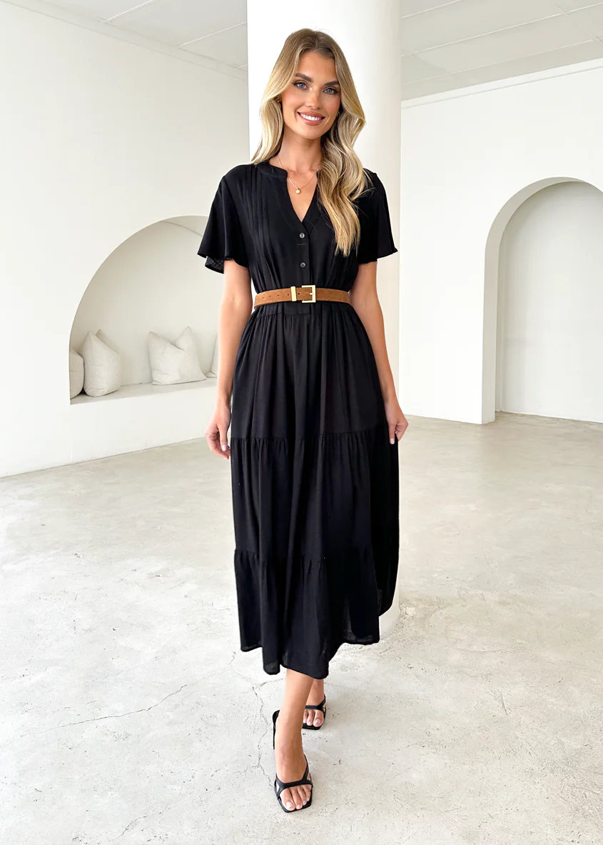 Niaomi Maxi Dress - Black - Honorern