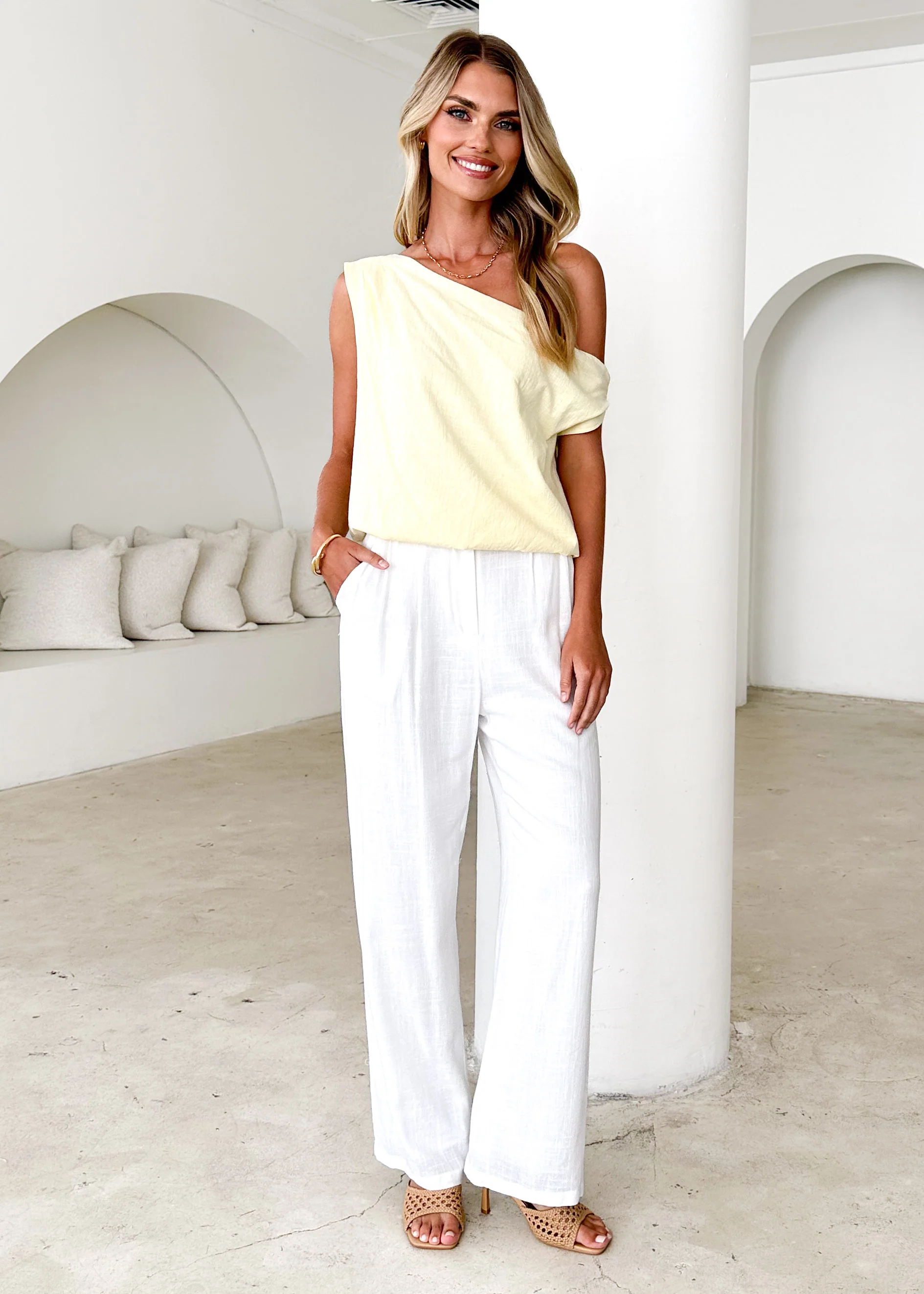 Teleah One Shoulder Top - Lemon - Honorern