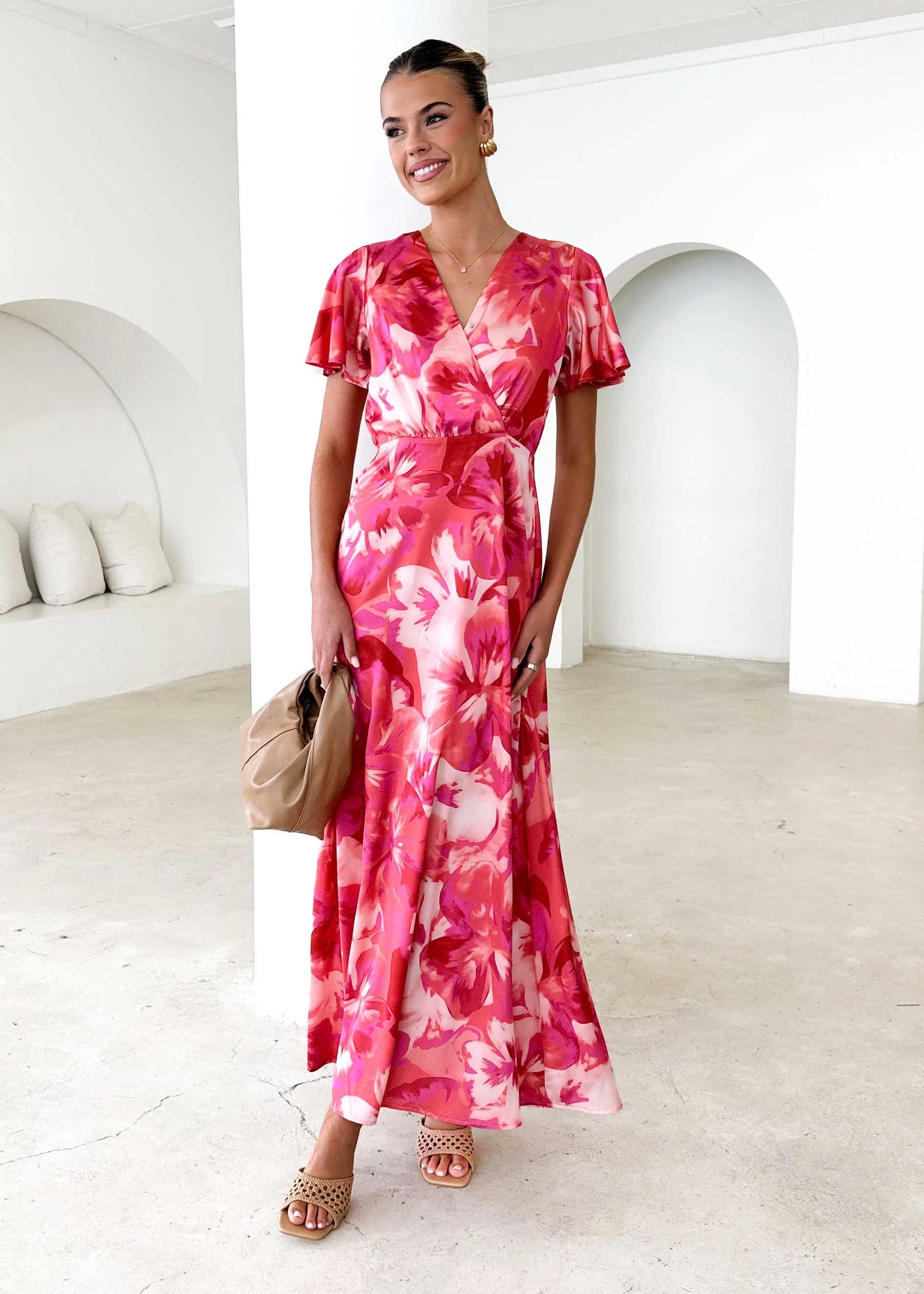 Delphine Maxi Dress - Berry Flowers - Honorern