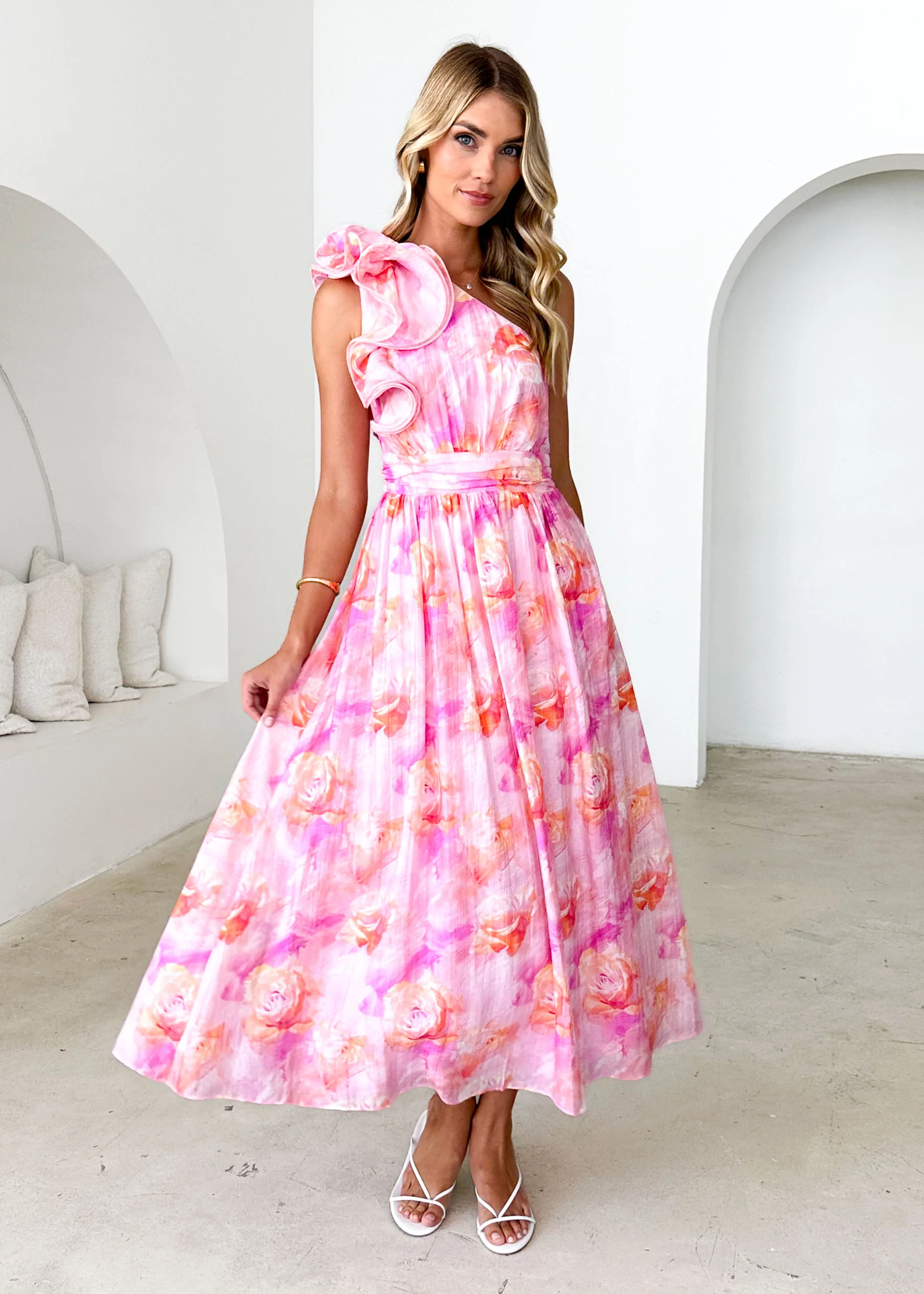 Mantra One Shoulder Maxi Dress - Candy Floral - Honorern