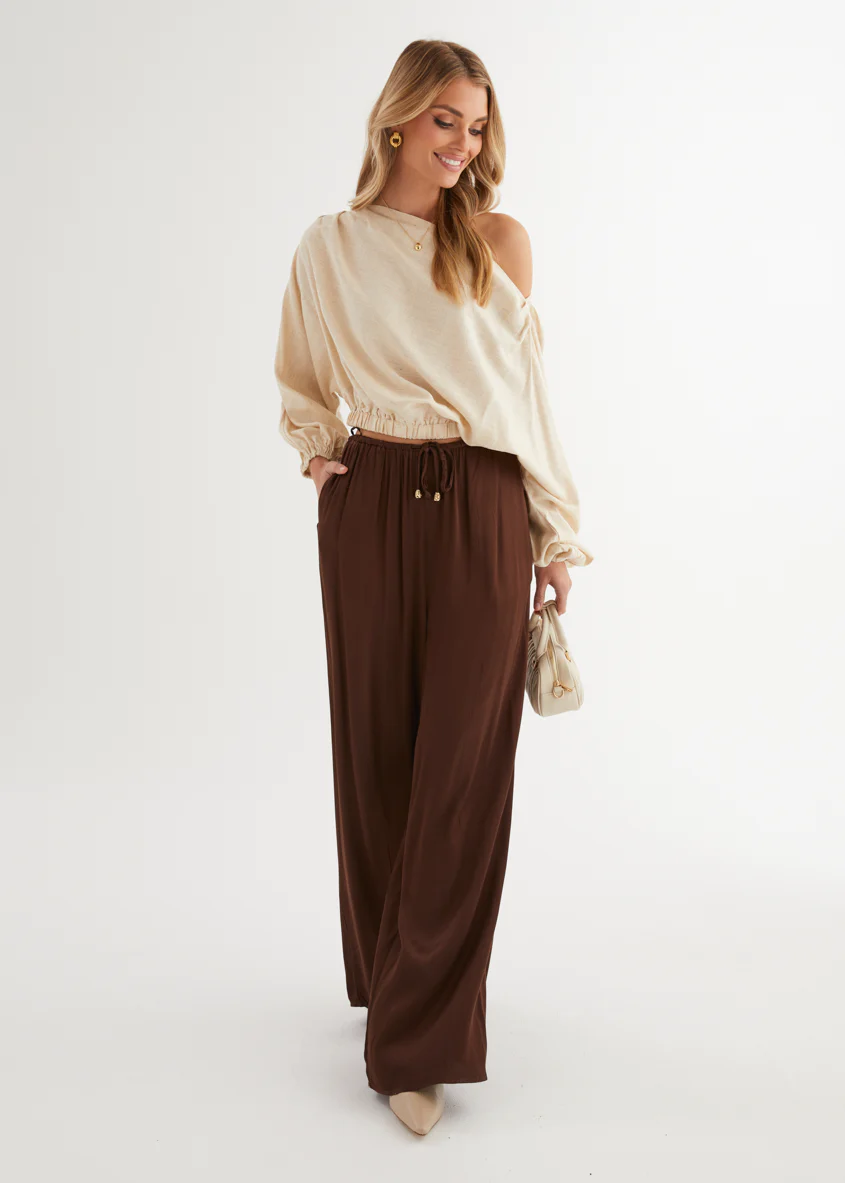 Marlowe Drop Shoulder Top - Natural - Honorern