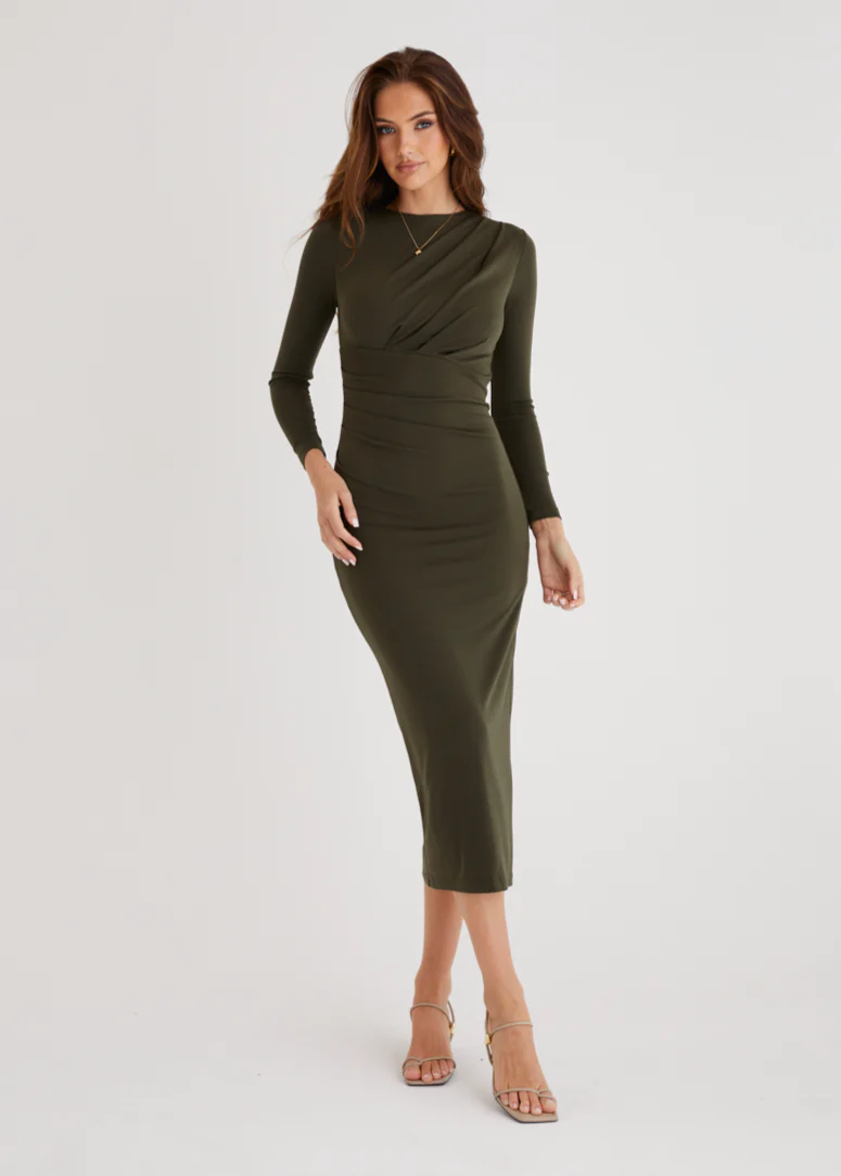 Midas Midi Dress - Khaki - Honorern