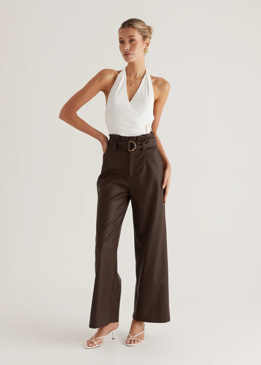 Mariah PU Pants - Espresso - Honorern