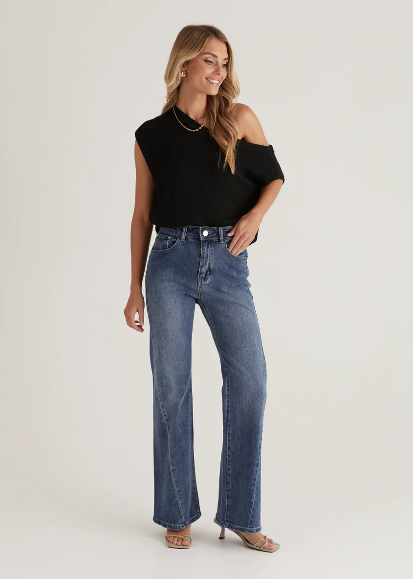 Georgie Stretch Flare  Jeans - Mid Blue - Honorern