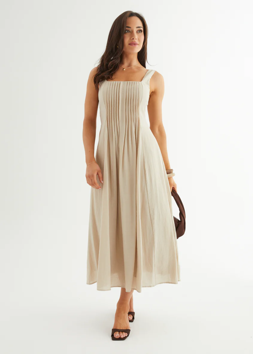 Neishia Midi Dress - Beige - Honorern